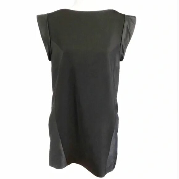 CAMEO BLACK PANELLED SHORT ROLLED SLEEVE SHIFT FORMAL DRESS - S - Picture 1 of 8